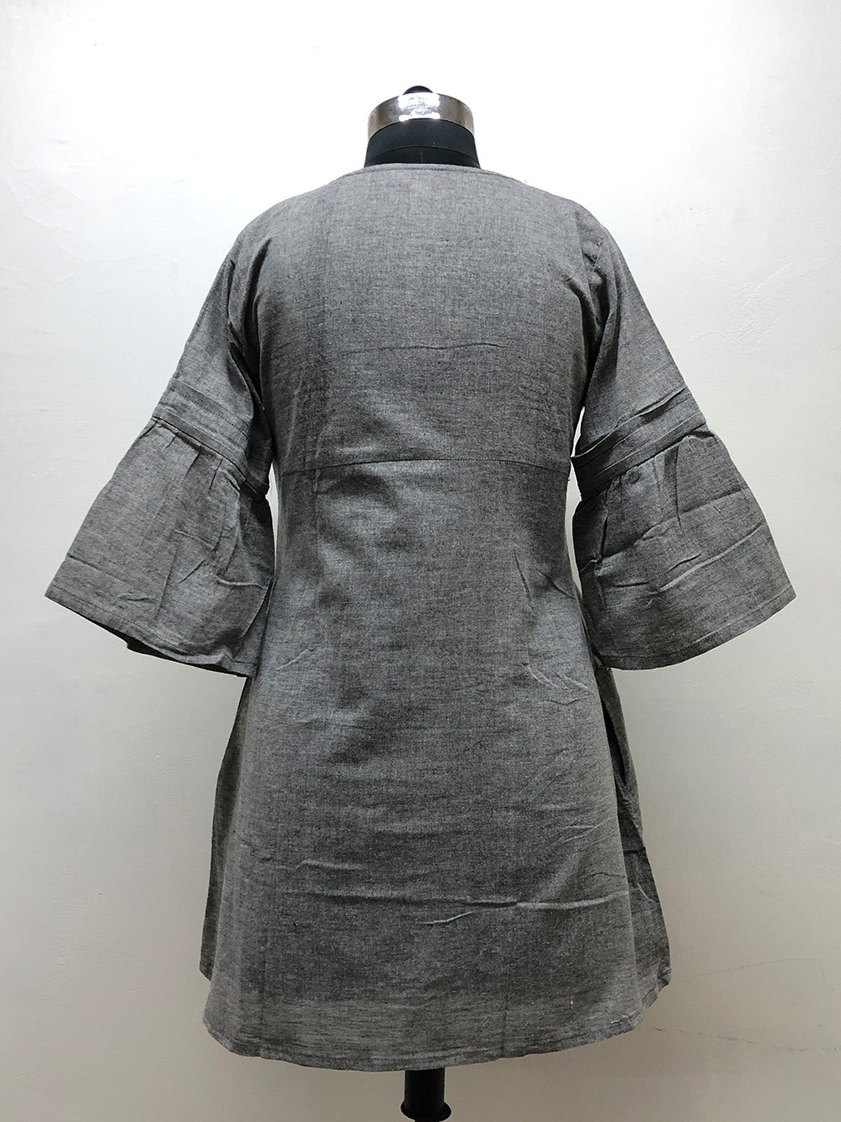 Grey Handloom Cotton Dress - Prathaa - weaving traditions