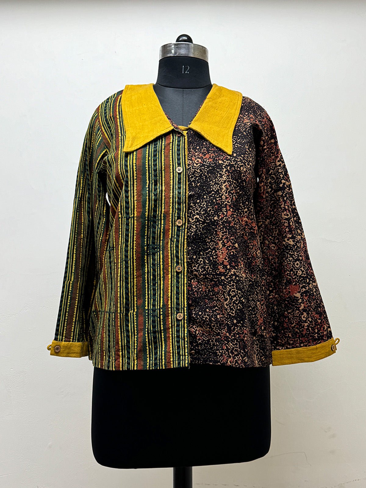 Half and Half Printed Shirt - Prathaa - weaving traditions