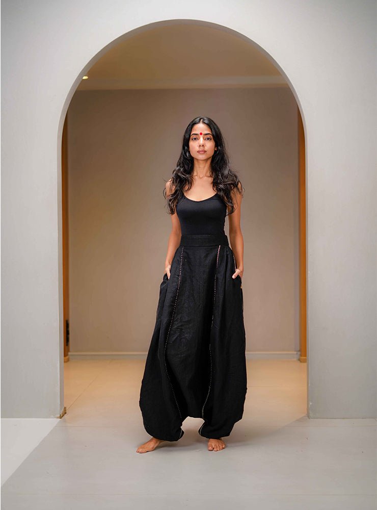 Harem Pants - Black - Prathaa - weaving traditions