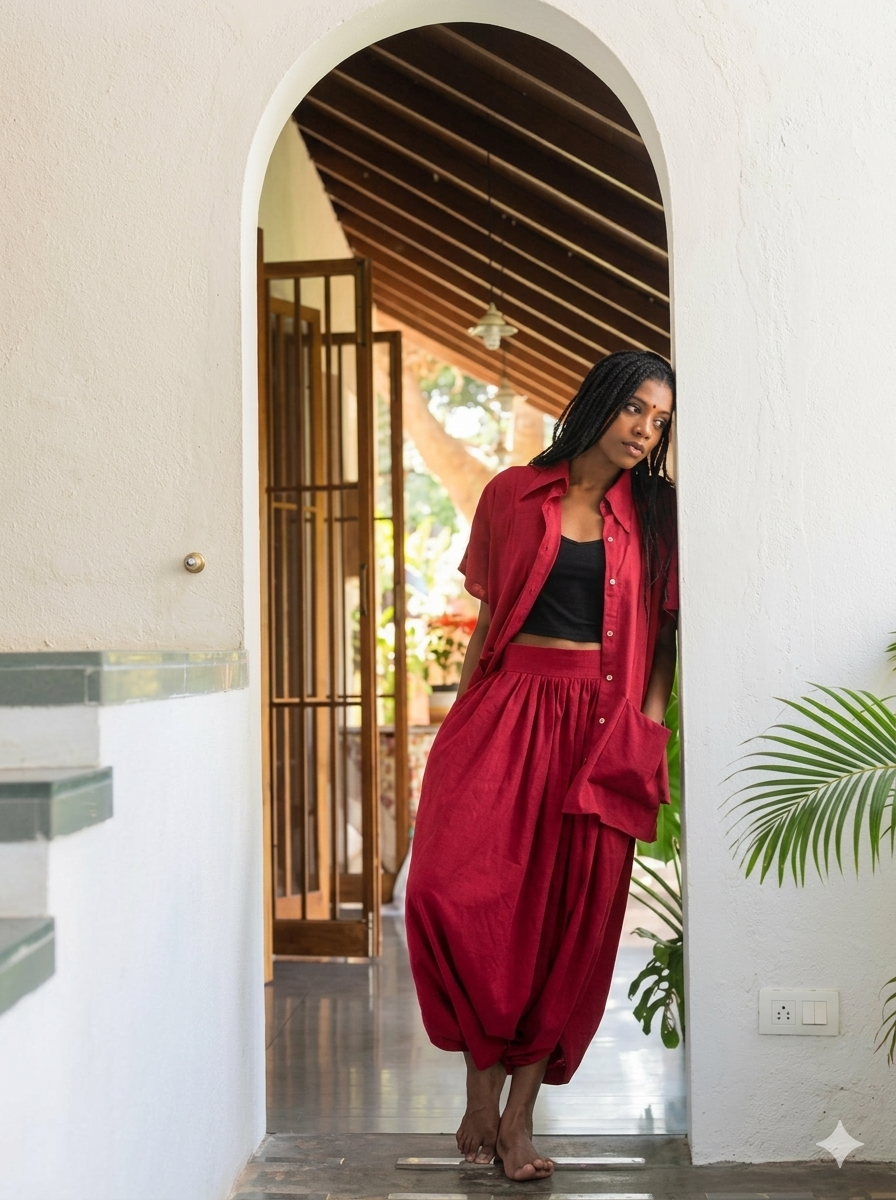 RED Mul Cotton Aastey Traditional Dhoti