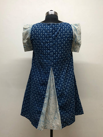 Indigo Block printed Dress - Prathaa - weaving traditions