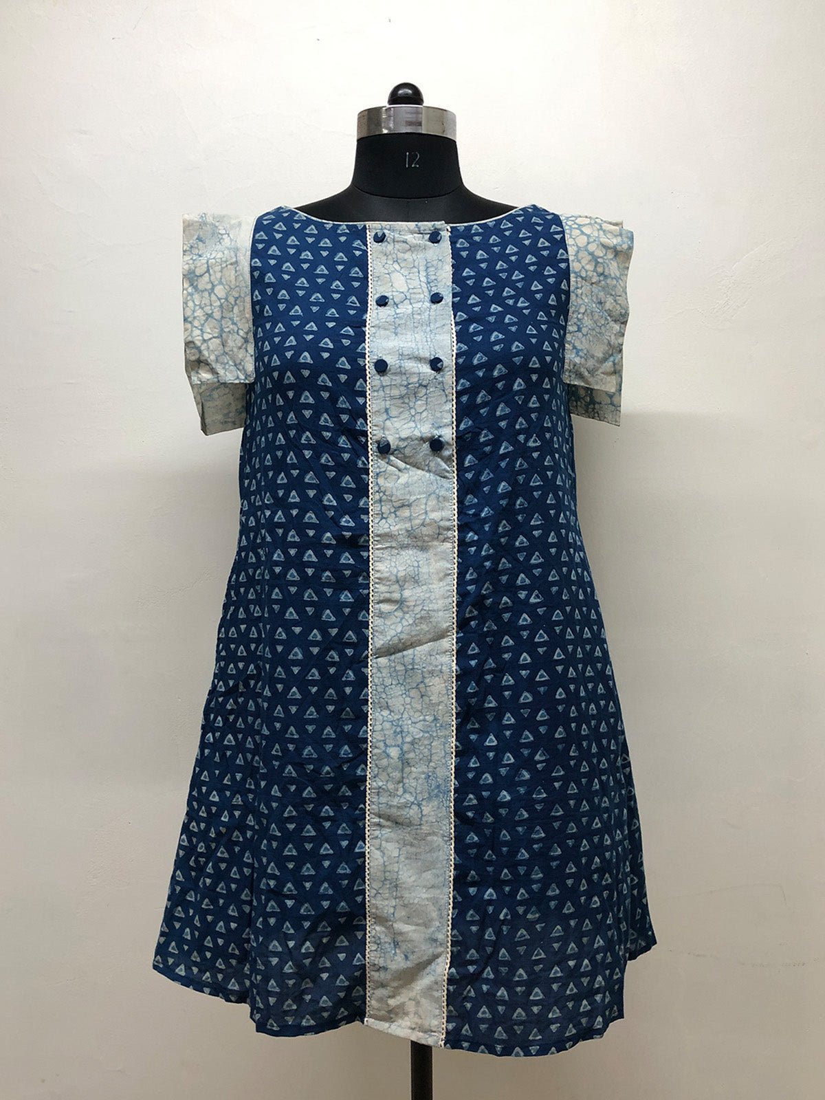 Indigo Block printed Dress - Prathaa - weaving traditions