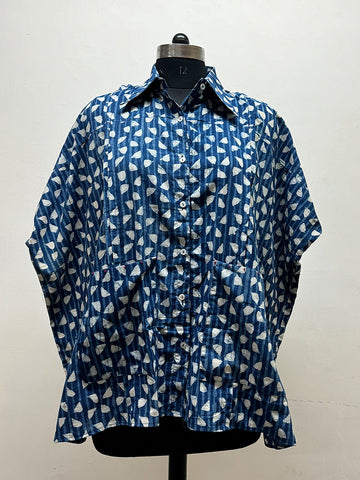 Indigo Kaftan Shirt - Prathaa - weaving traditions