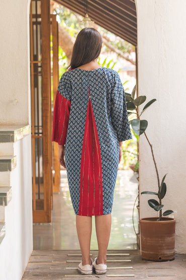 Indigo - Red Tunic - Prathaa - weaving traditions