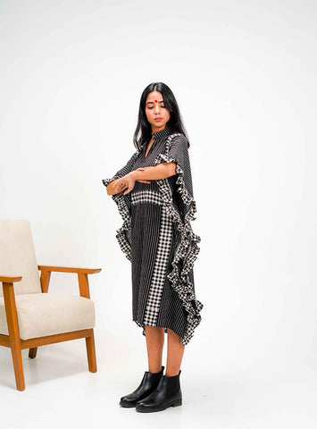 Kotpad Black Kaftan Dress - Prathaa - weaving traditions