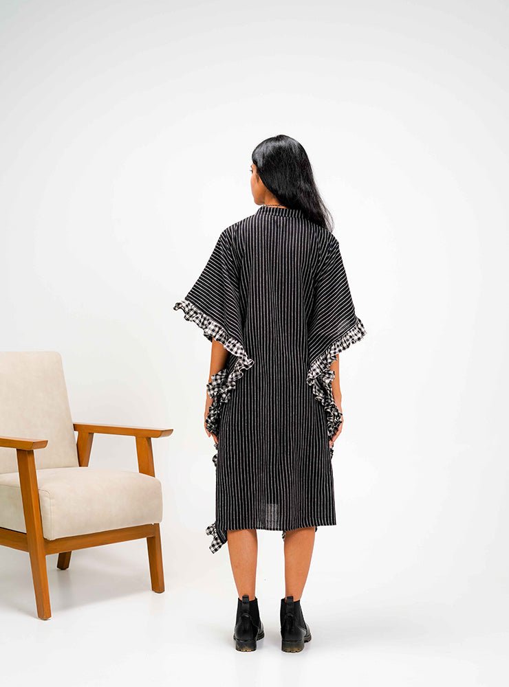 Kotpad Black Kaftan Dress - Prathaa - weaving traditions