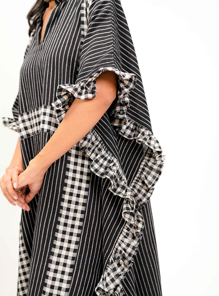 Kotpad Black Kaftan Dress - Prathaa - weaving traditions