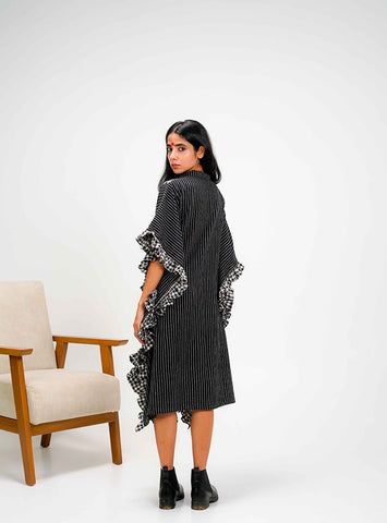 Kotpad Black Kaftan Dress - Prathaa - weaving traditions