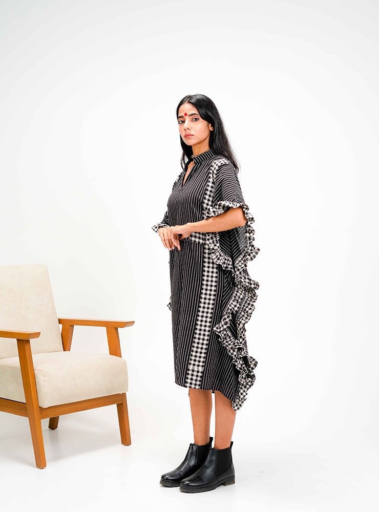 Kotpad Black Kaftan Dress - Prathaa - weaving traditions