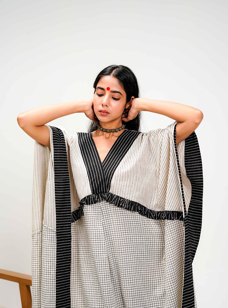 Kotpad White Kaftan Dress - Prathaa - weaving traditions