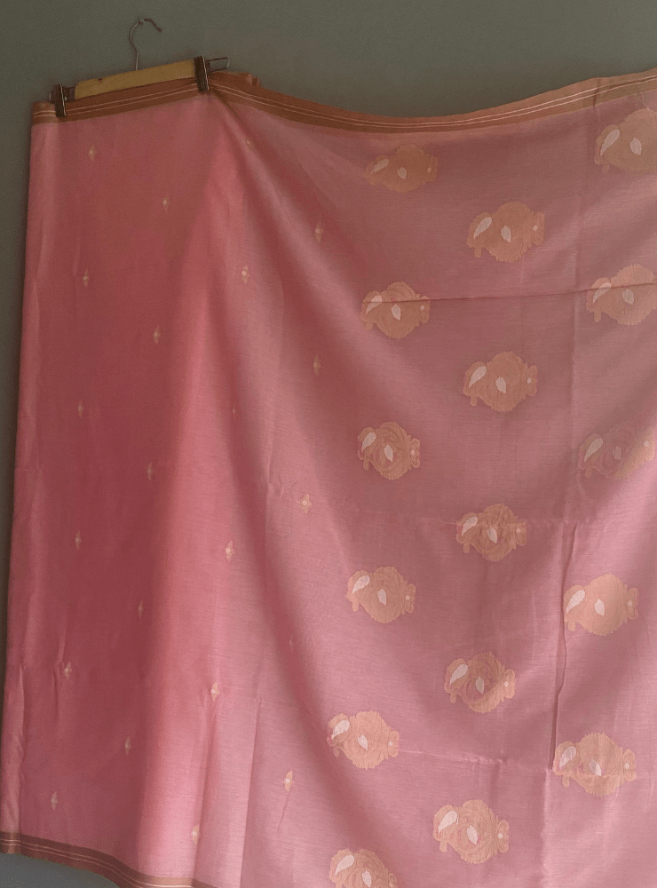 Light Pink Jamdani Saree - Prathaa - weaving traditions