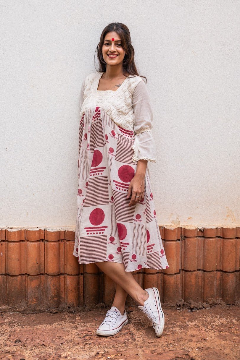 Midi Dress- SNIGDHA - Prathaa - weaving traditions