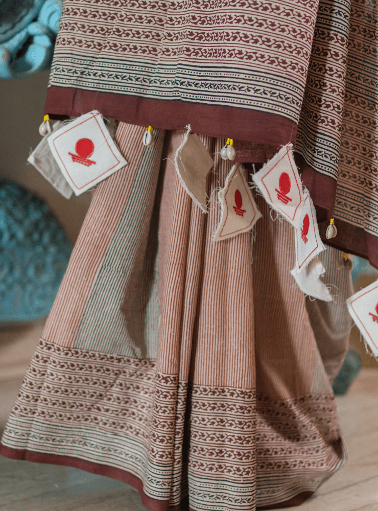 Mridni Saree | Hand Block Print Handloom Cotton Saree - Prathaa - weaving traditions