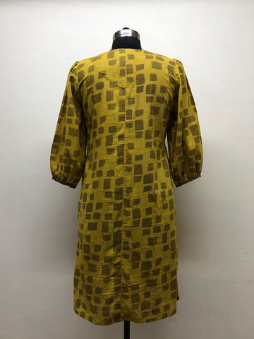 Mustard Yellow Cotton Dress - Prathaa - weaving traditions