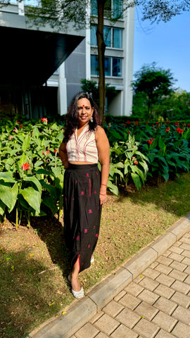 Notch Collar Sleeveless White Khesh blouse - Prathaa - weaving traditions