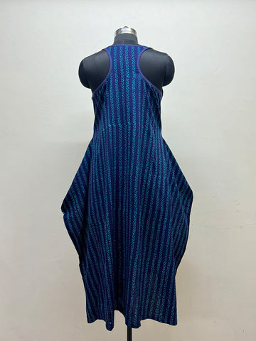 Olive and Indigo Block Print Racerback Dress - Prathaa - weaving traditions