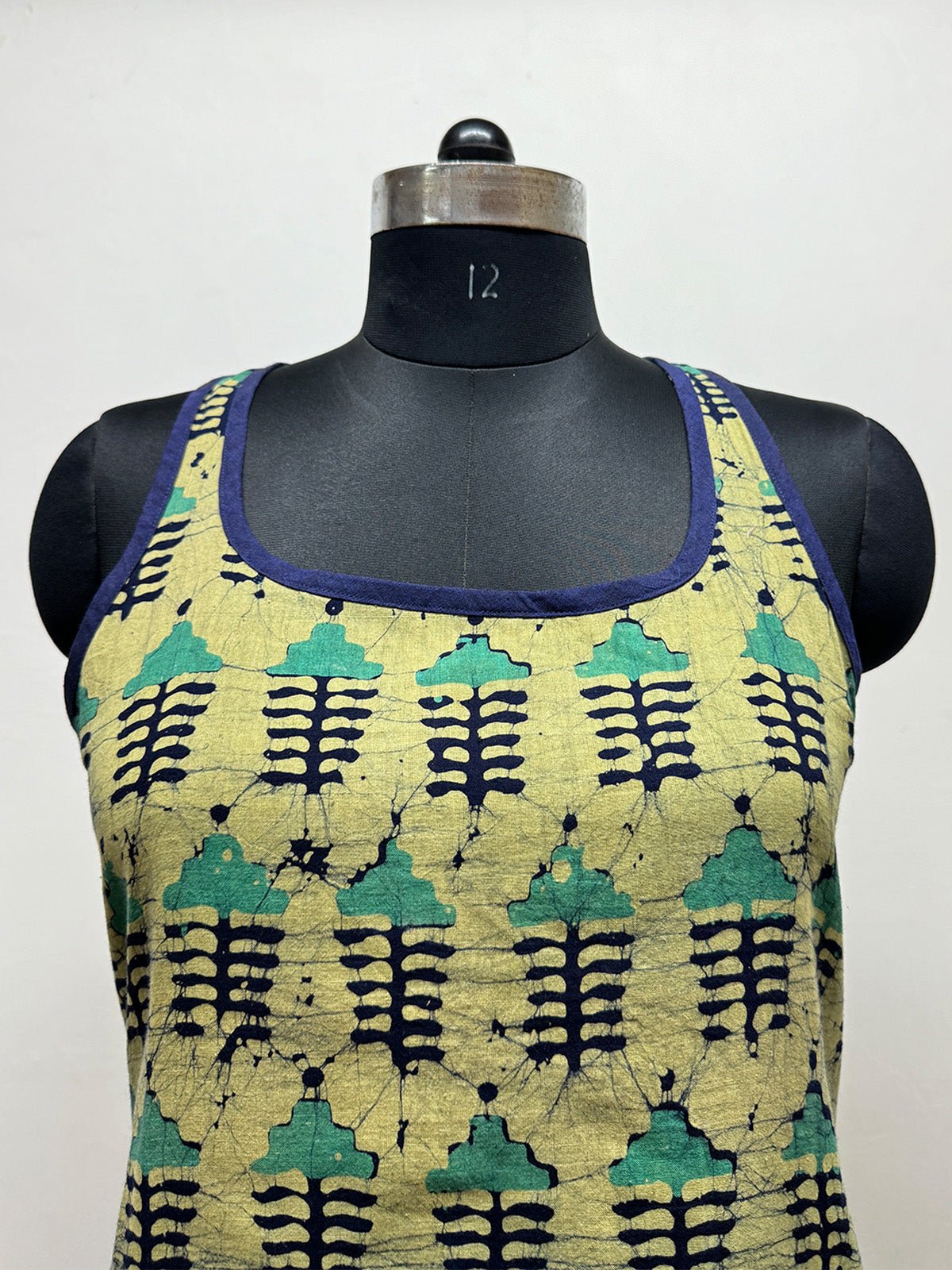 Olive and Indigo Block Print Racerback Dress - Prathaa - weaving traditions