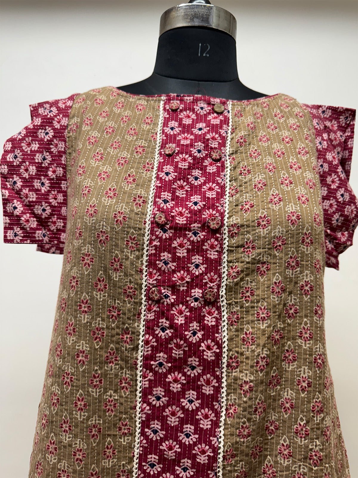 Pink and Beige Kantha Dress - Prathaa - weaving traditions