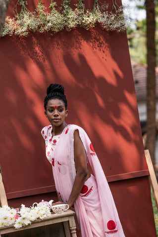 Pink Bindi Saare - Prathaa - weaving traditions