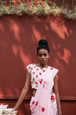 Pink Bindi Saare - Prathaa - weaving traditions