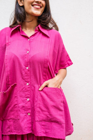 Pink Shirt Kaftan - Prathaa - weaving traditions