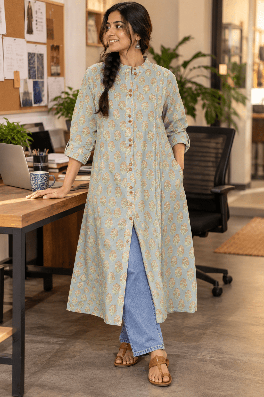 POWDER Block printed loose fit tunic - Prathaa-weaving traditions