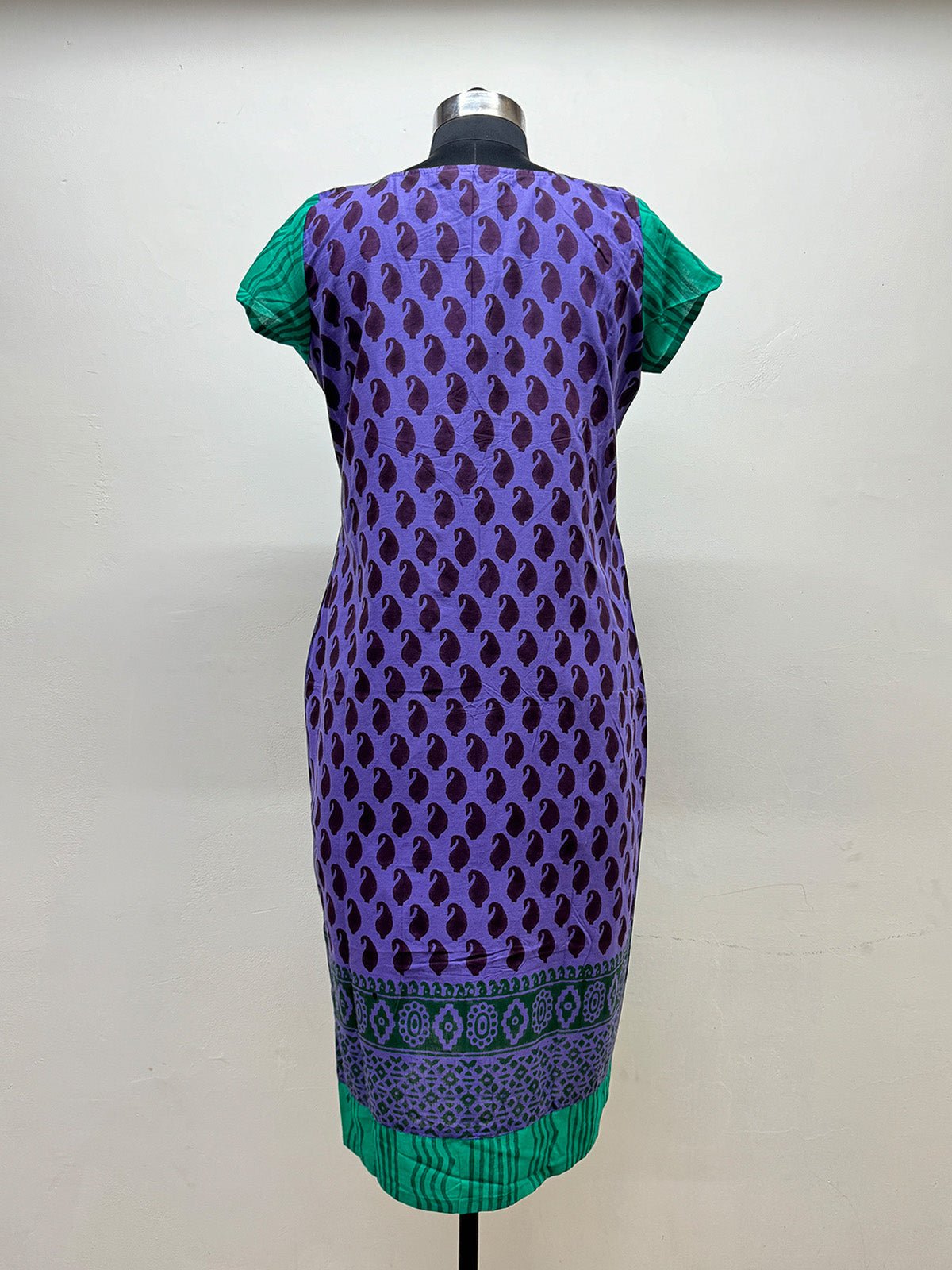 Purple and Green Block Printed Tunic - Prathaa - weaving traditions