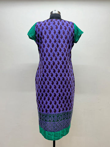 Purple and Green Block Printed Tunic - Prathaa - weaving traditions