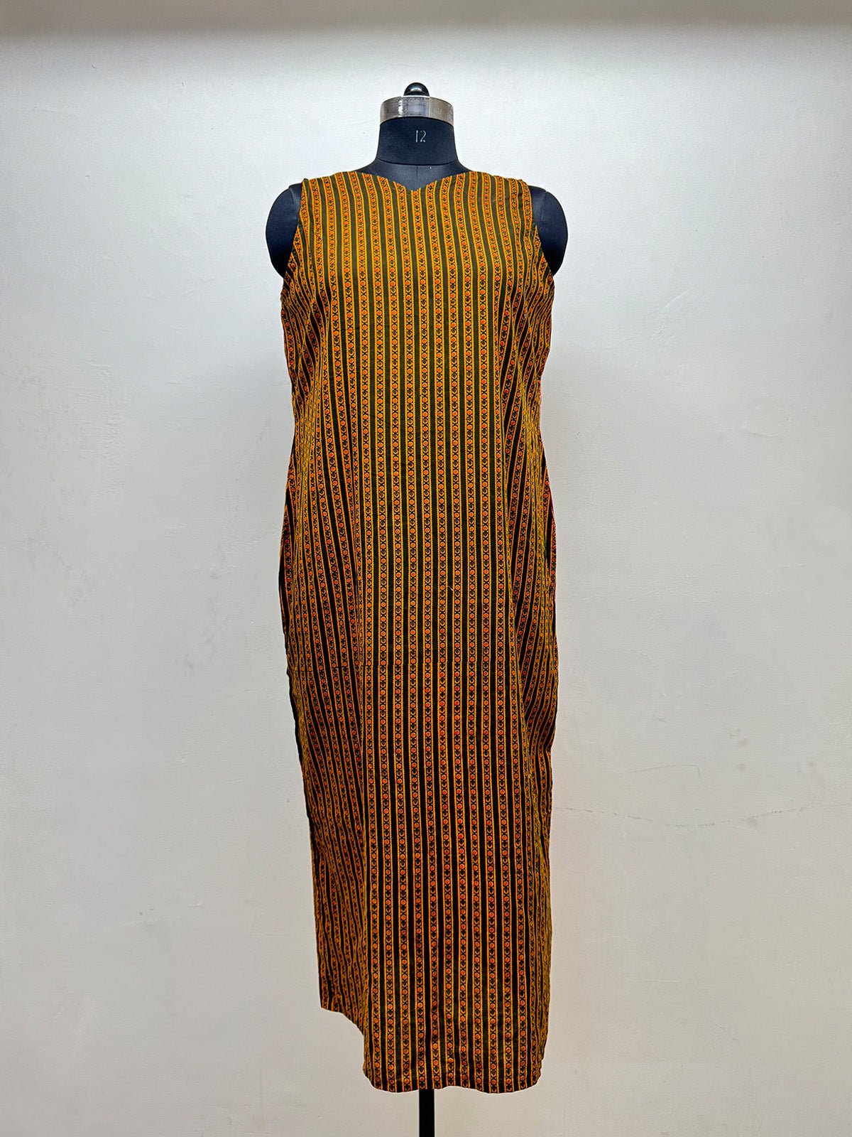 Red and Mustard half and half tunic - Prathaa - weaving traditions