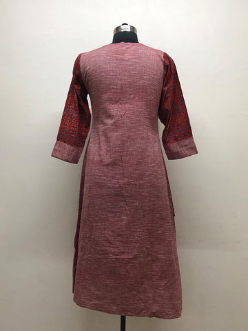 Red Asymmetric Layered Tunic Dress - Prathaa - weaving traditions