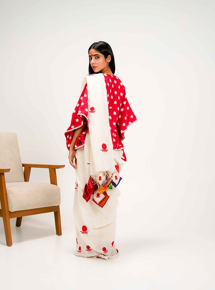 Red Ikat Kaftan Top - Prathaa - weaving traditions