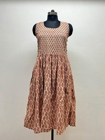 Rust Block Printed Dress - Prathaa - weaving traditions