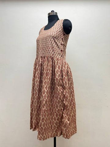 Rust Block Printed Dress - Prathaa - weaving traditions