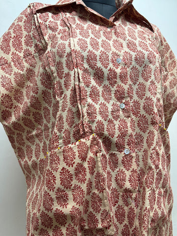 Rust Paisley printed Kaftan - Prathaa - weaving traditions