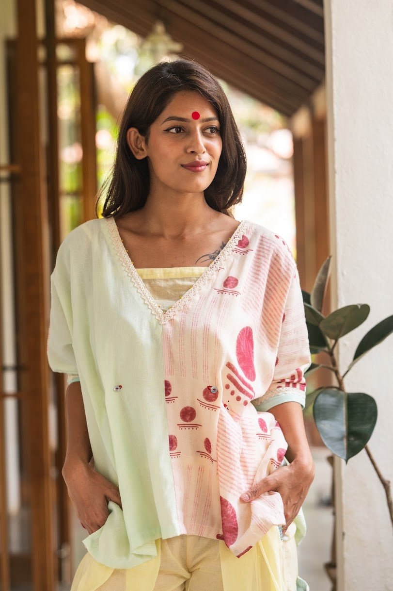 Set- Kaftan Top with Balloon Pants- SNIGDHA - Prathaa - weaving traditions