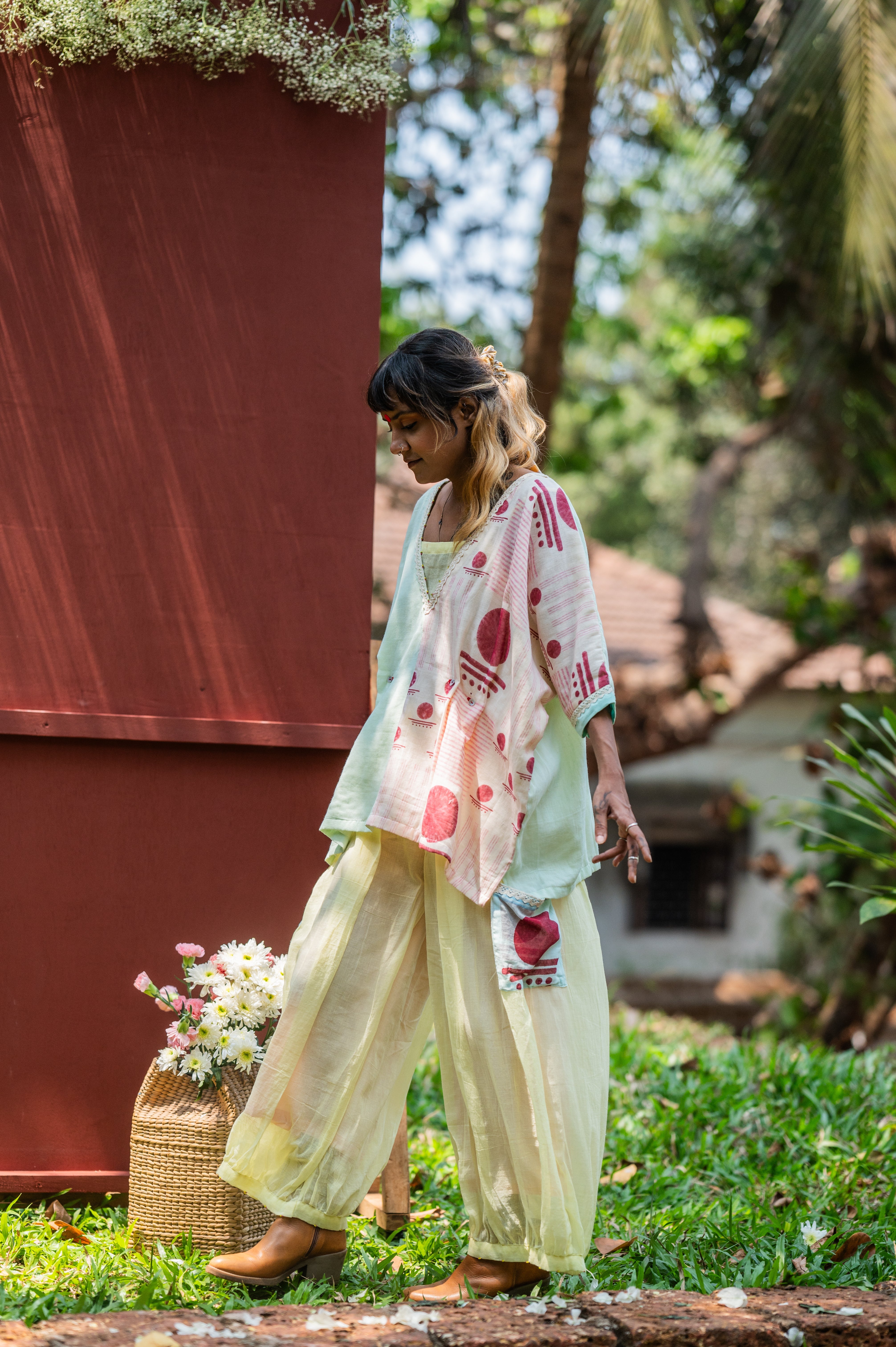 Set- Kaftan Top with Balloon Pants- SNIGDHA