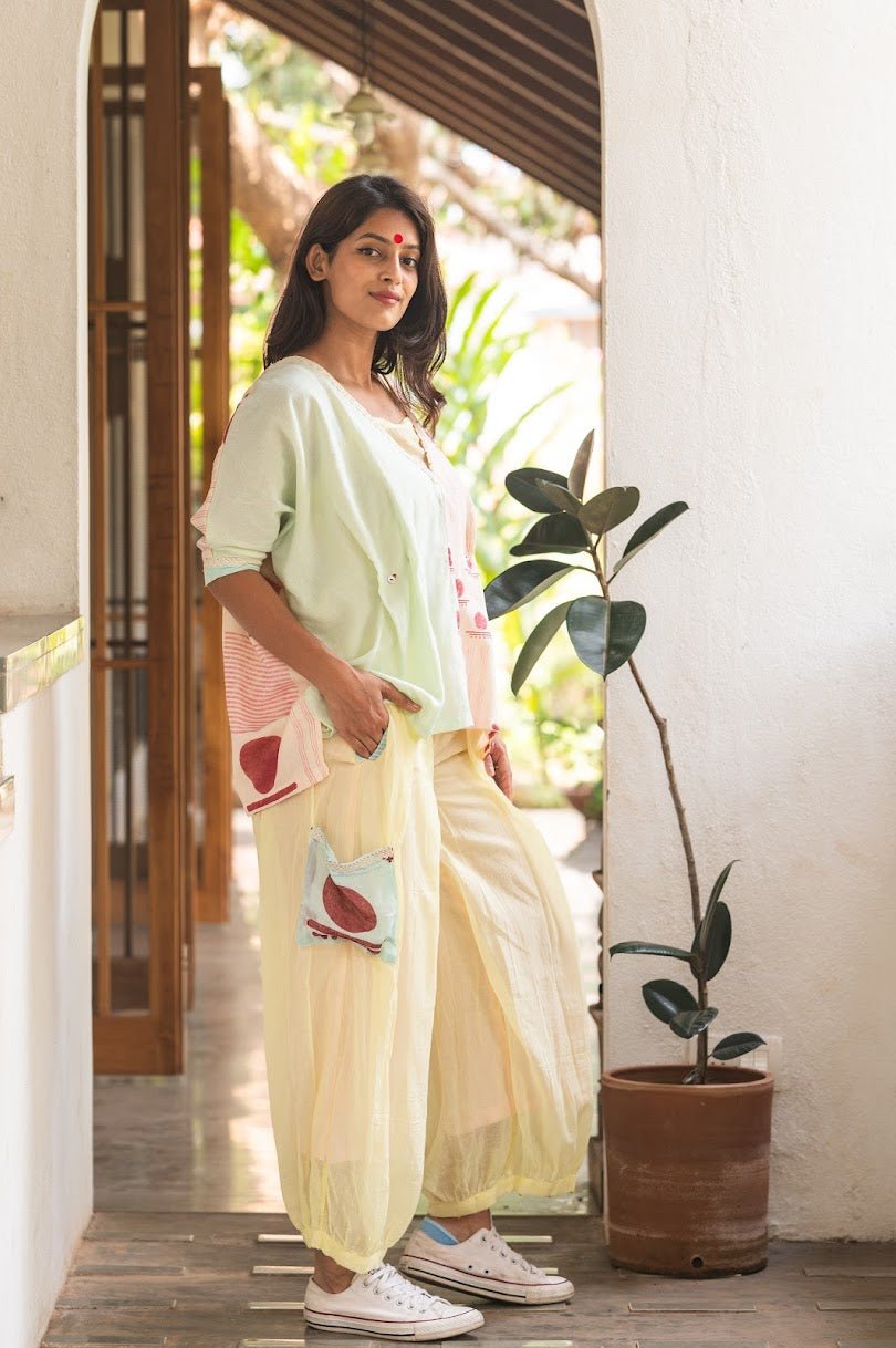 Set- Kaftan Top with Balloon Pants- SNIGDHA - Prathaa - weaving traditions