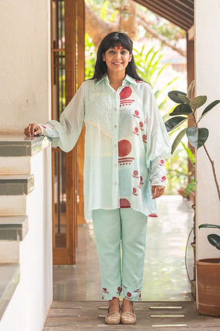 Set- Overlap shirt with Straight pants - SNIGDHA - Prathaa - weaving traditions