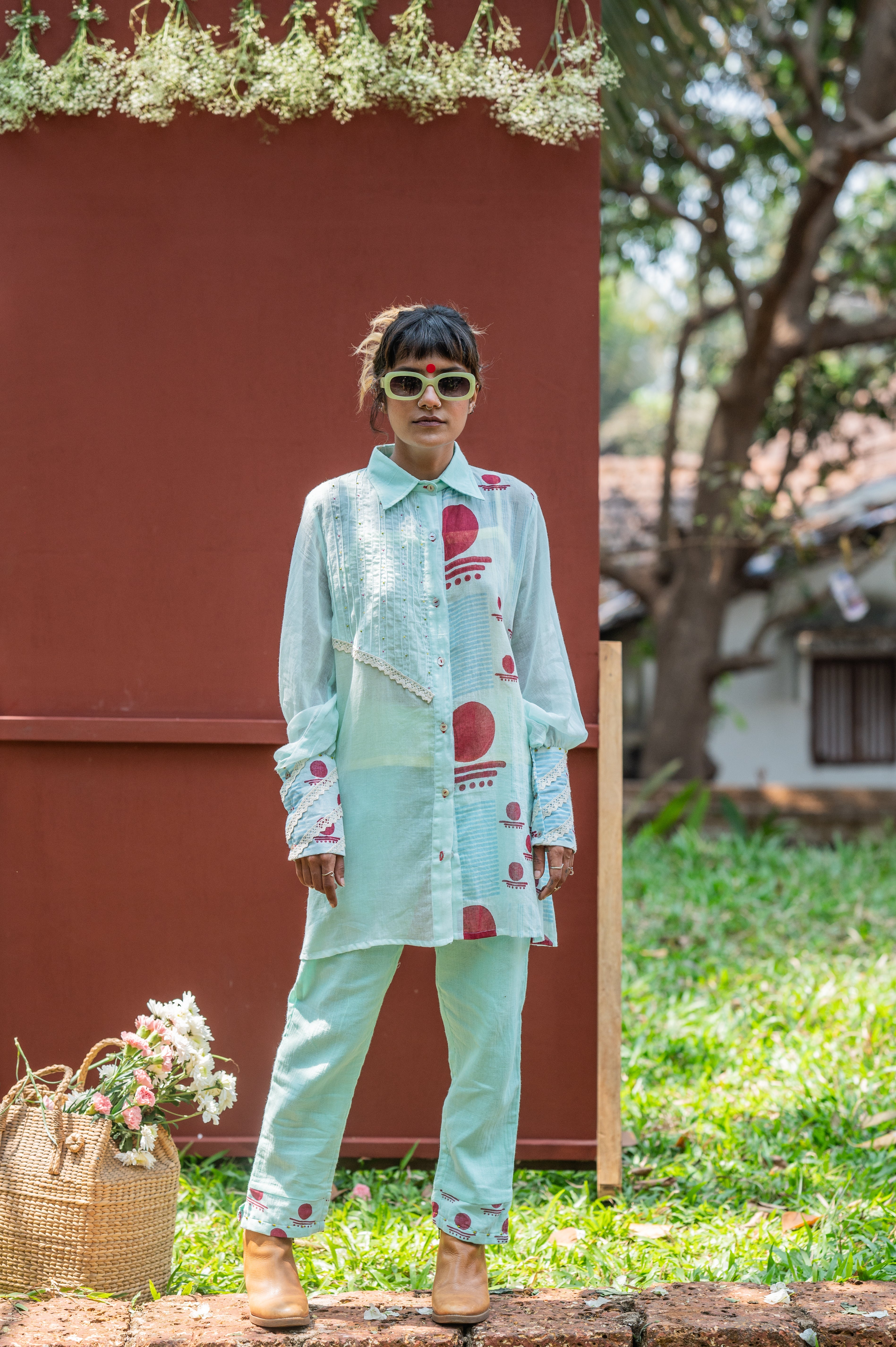 Set- Overlap shirt with Straight pants - SNIGDHA