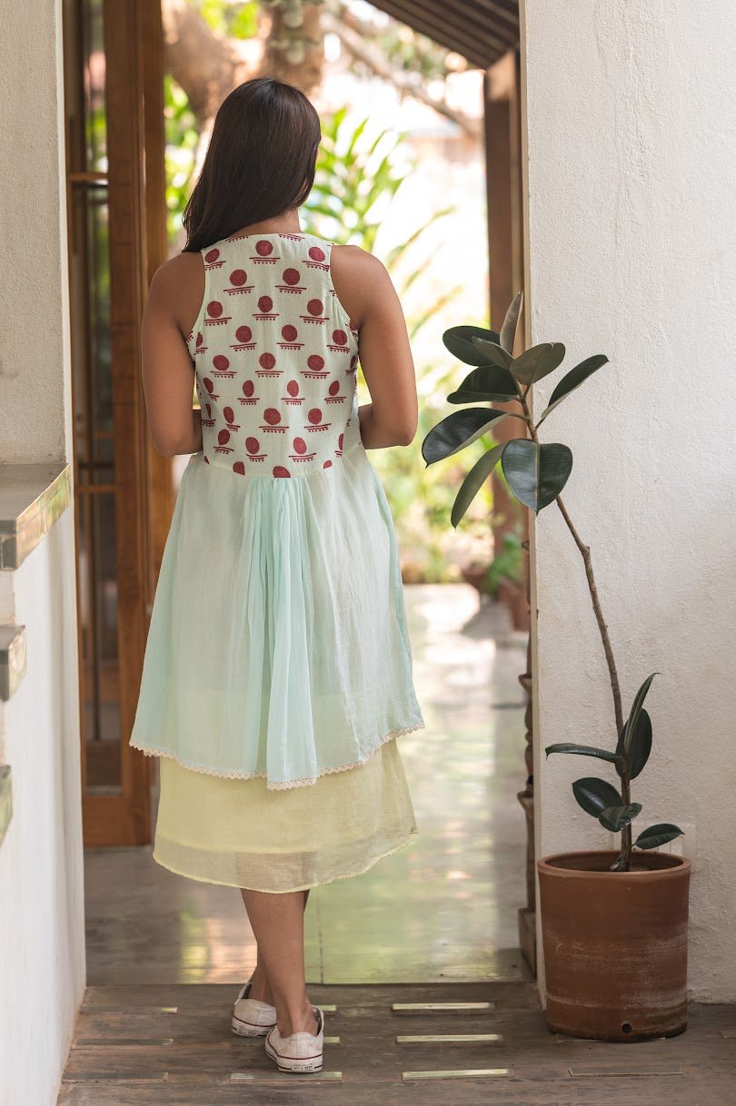 Sleeveless layered dress- SNIGDHA - Prathaa - weaving traditions