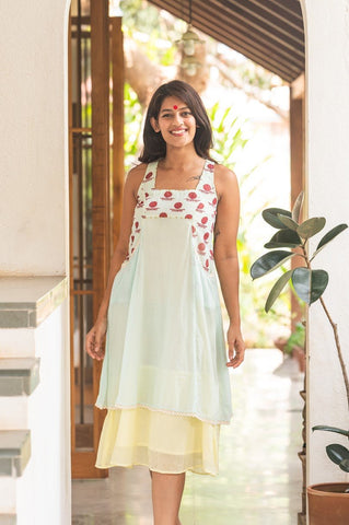 Sleeveless layered dress- SNIGDHA - Prathaa - weaving traditions