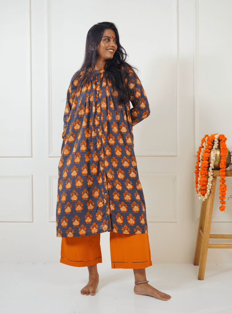 Taal Kosha Set - Batik Printed Tunic & Straight Pants - Prathaa - weaving traditions