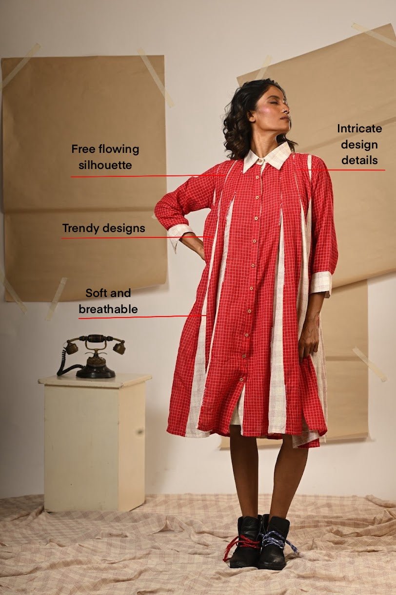 TB Box Pleat Dress - Prathaa - weaving traditions