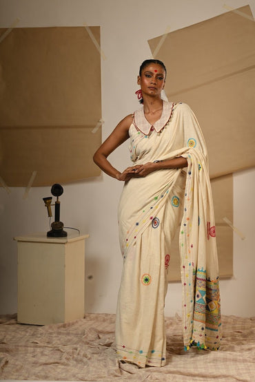 TB Off White Lambadi Saree - P