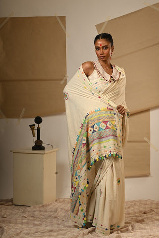 TB Off White Lambadi Saree - P