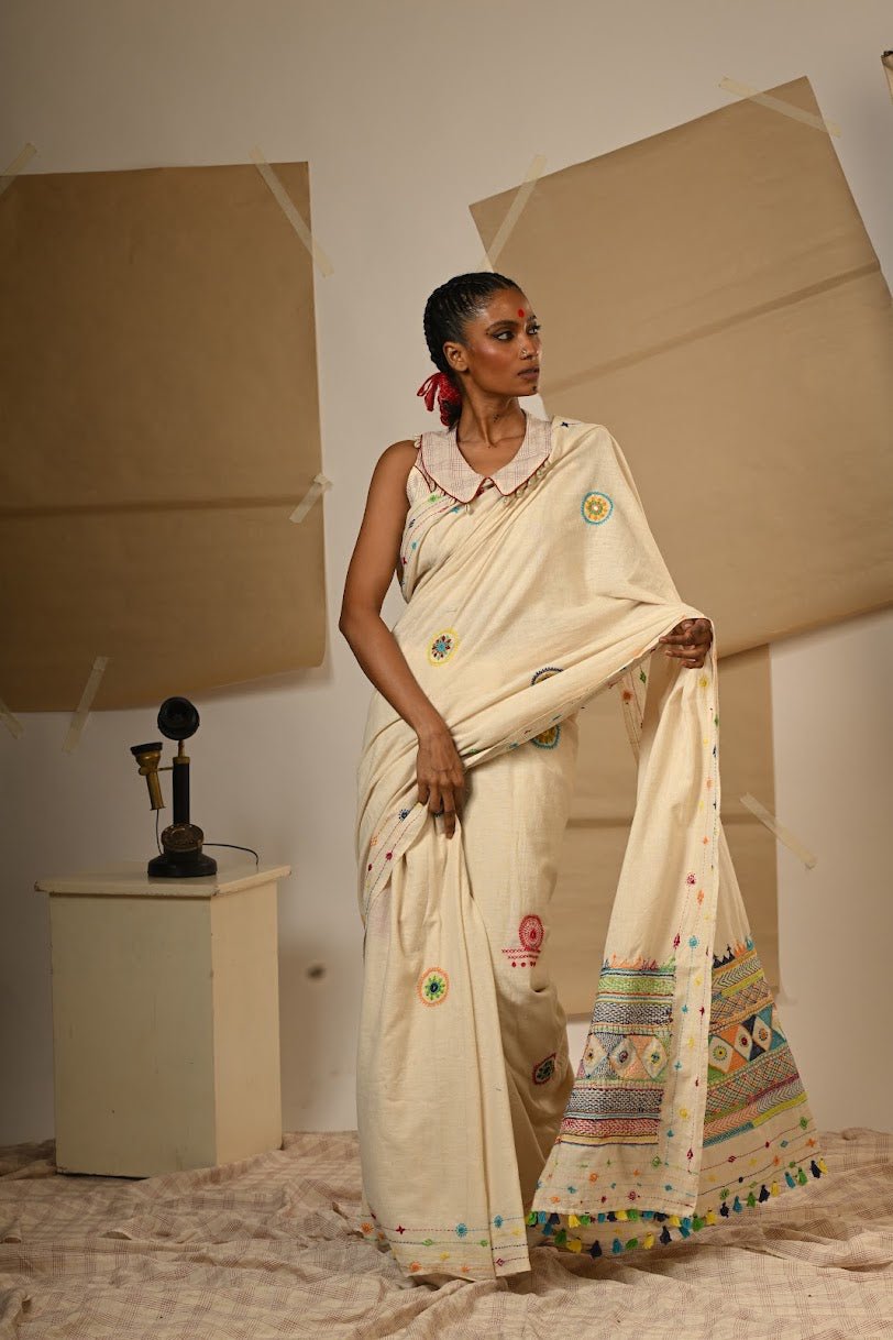 TB Off White Lambadi Saree - P