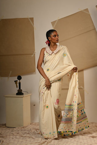 TB Off White Lambadi Saree - P