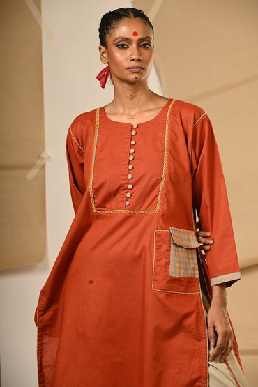 TB Rust Tunic - Prathaa Weaving Traditions