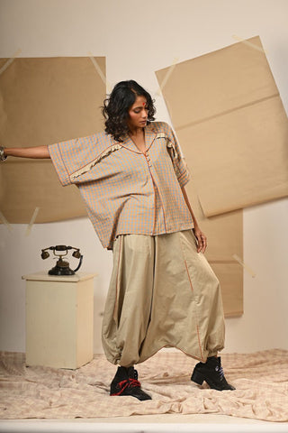 TB Set - Notch Collar Top with Harem Pants - Prathaa Weaving Traditions