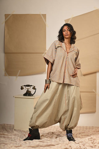 TB Set - Notch Collar Top with Harem Pants - Prathaa Weaving Traditions